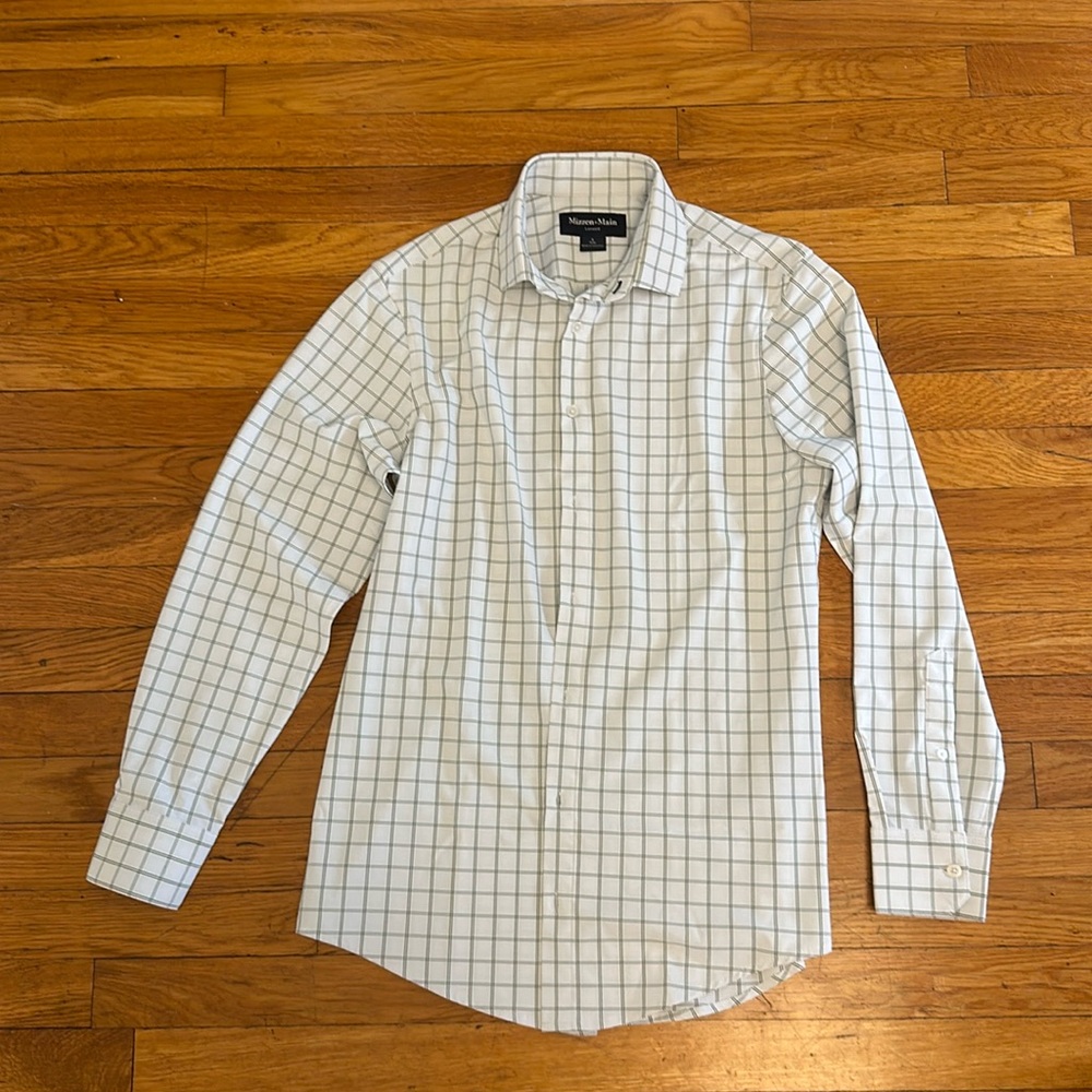 Mizzen+Main Dress Tech Shirt in Sky Hampton Plaid
